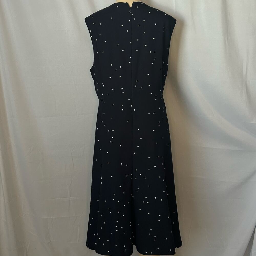 MM.LaFleur Black Midi Dress White Cross Print Sleeveless Size 16 Workwear
